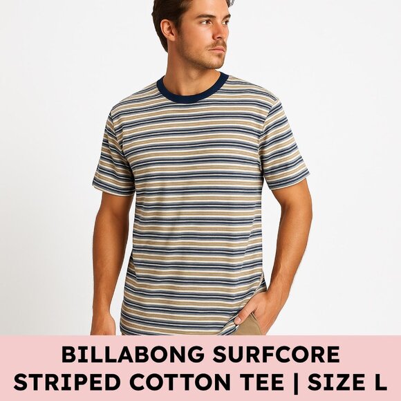 Billabong Striped Cotton Tee Surfcore Skatecore Retro 90s Y2K Men’s Large - Picture 1 of 8